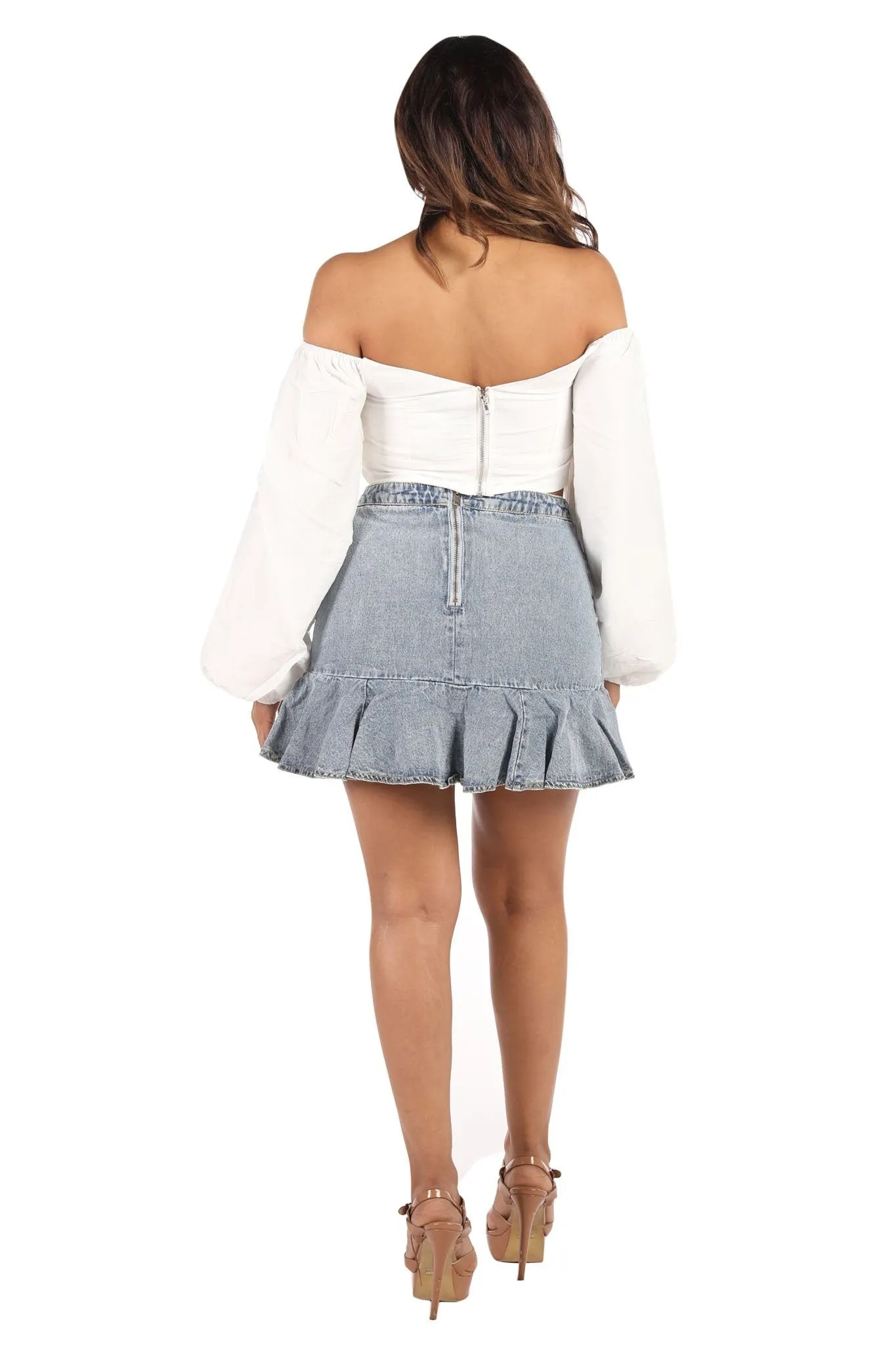 Bambi Ruffle Denim Mini Skirt