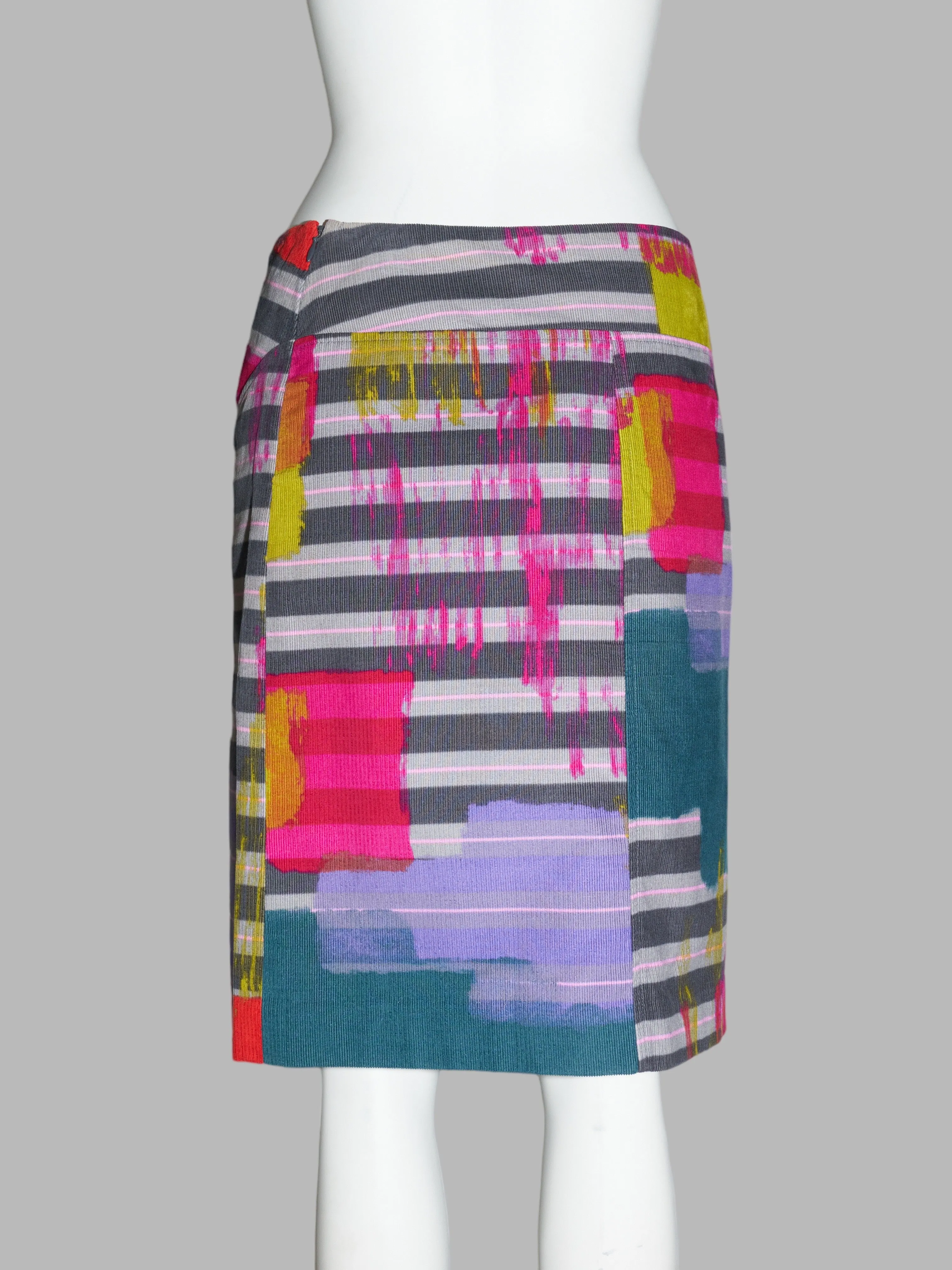 Bazar Christian Lacroix multicolour striped corduroy paint splatter skirt