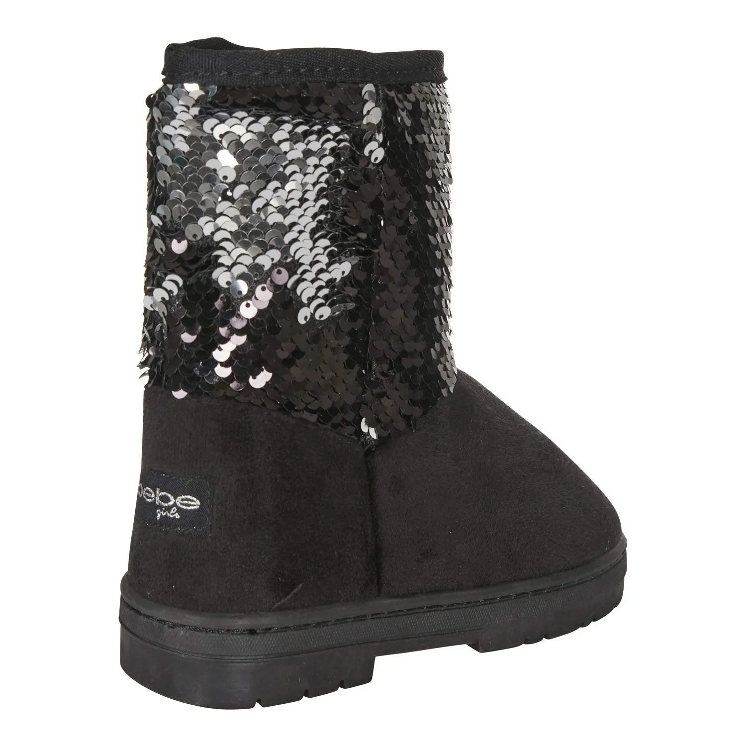 bebe Toddler Girls Winter Boots Sequined Shaft Slip-On Mid-Calf Fashion Shoes