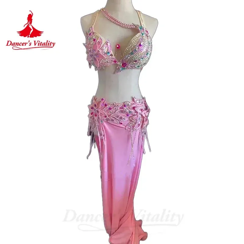 Belly Dancer Costume for Women Senior AB Stones Bra long Skirt 2pcs Adult Children Oriental Belly Dancing Professional Outfit