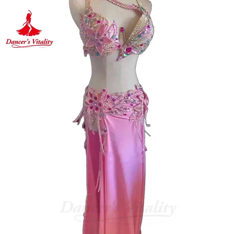 Belly Dancer Costume for Women Senior AB Stones Bra long Skirt 2pcs Adult Children Oriental Belly Dancing Professional Outfit