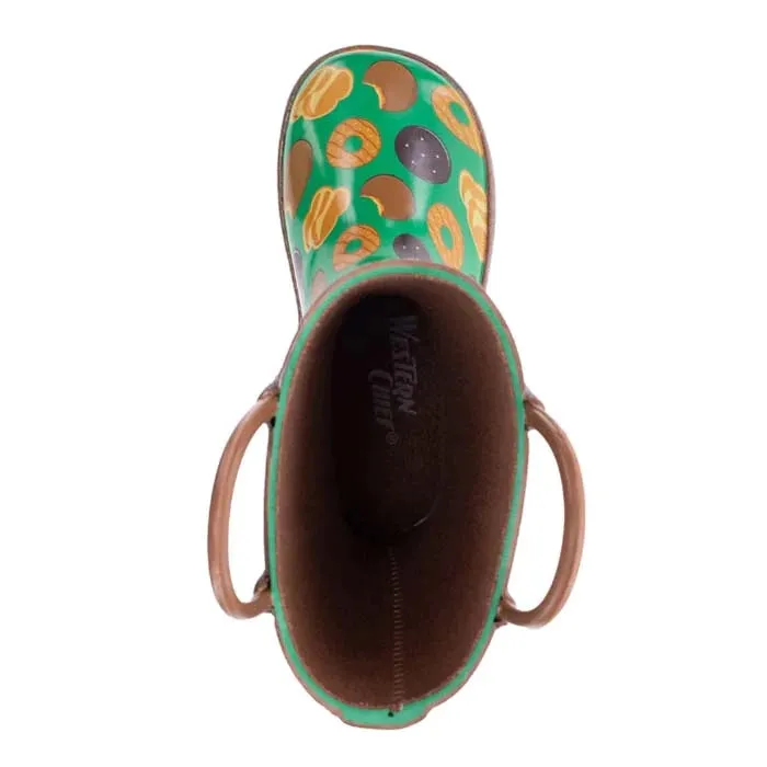 Big Girl Western Chief It's Raining Cookies Rain Boot in Green