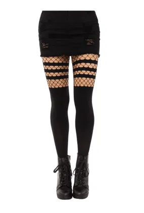 Black Faux Thigh High Stripe Tights