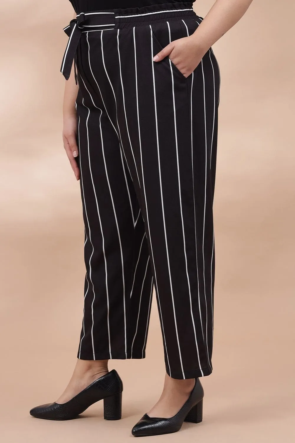 Black White Striped Pants