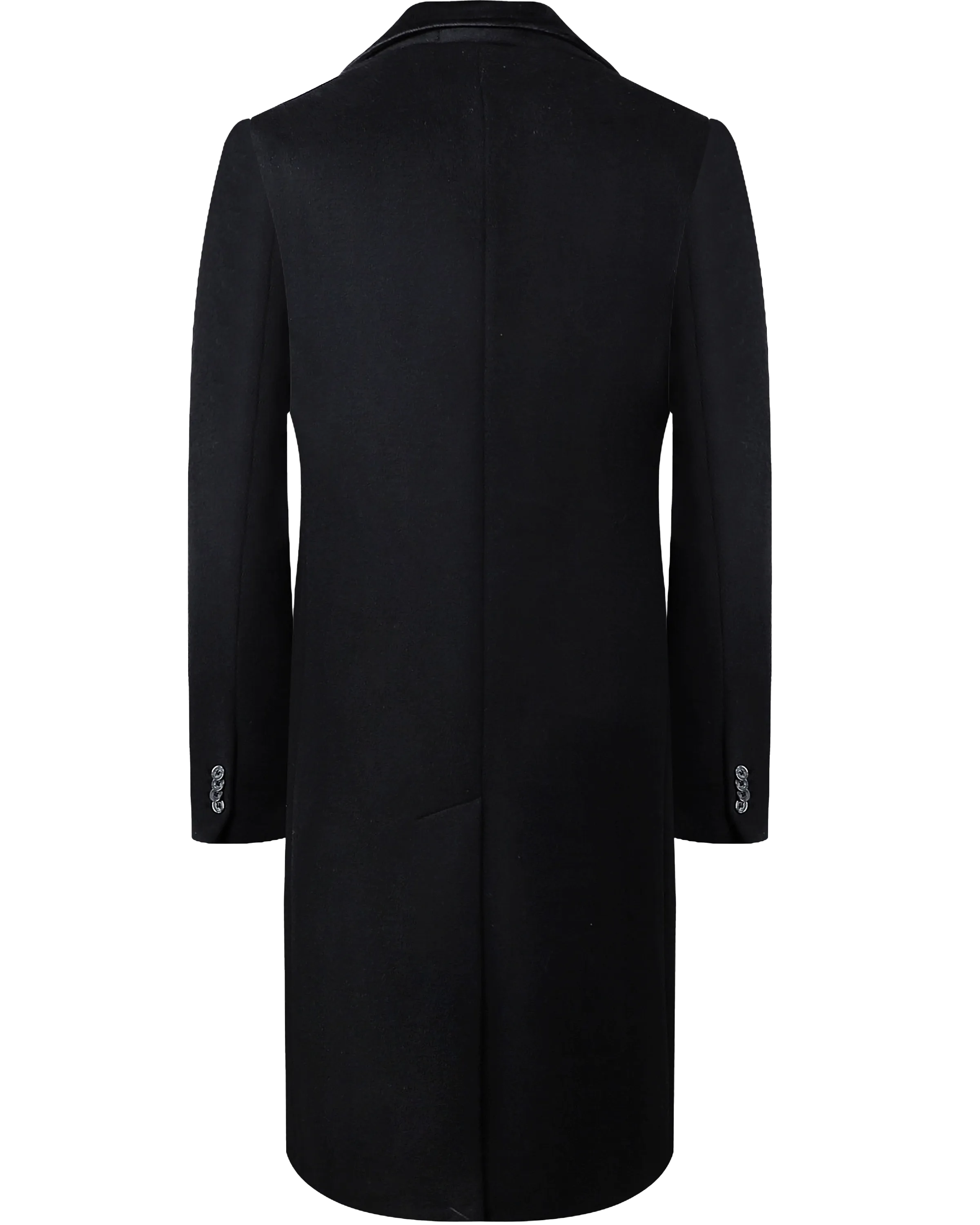 Black Wool Cashmere Covert Overcoat