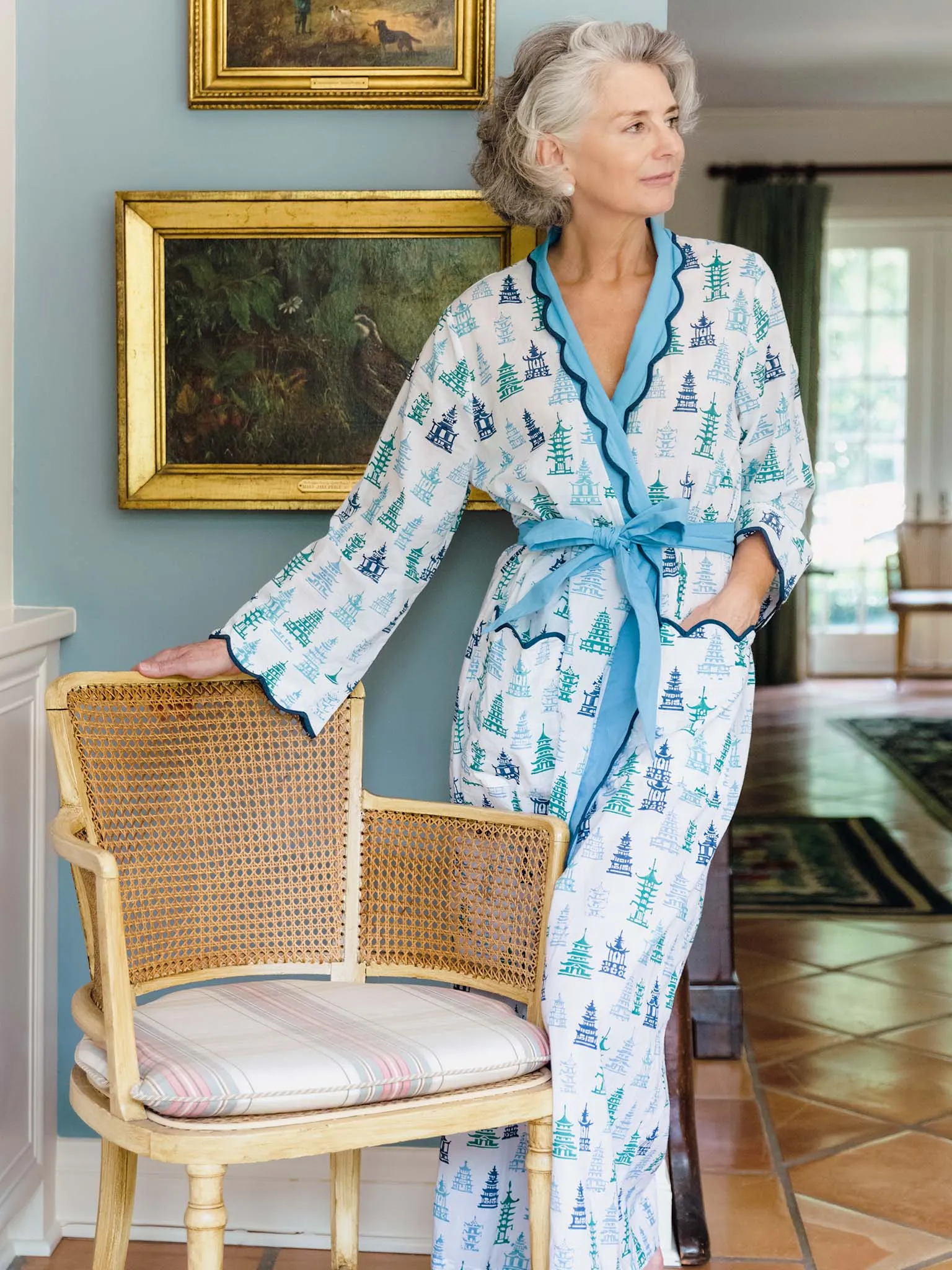 Blue/Green Pagoda Classic Robe