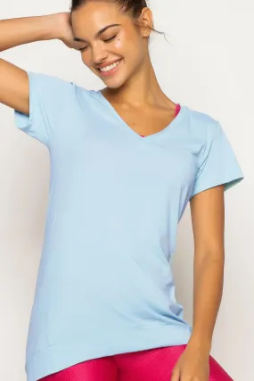 Blusa com Gola V Azul