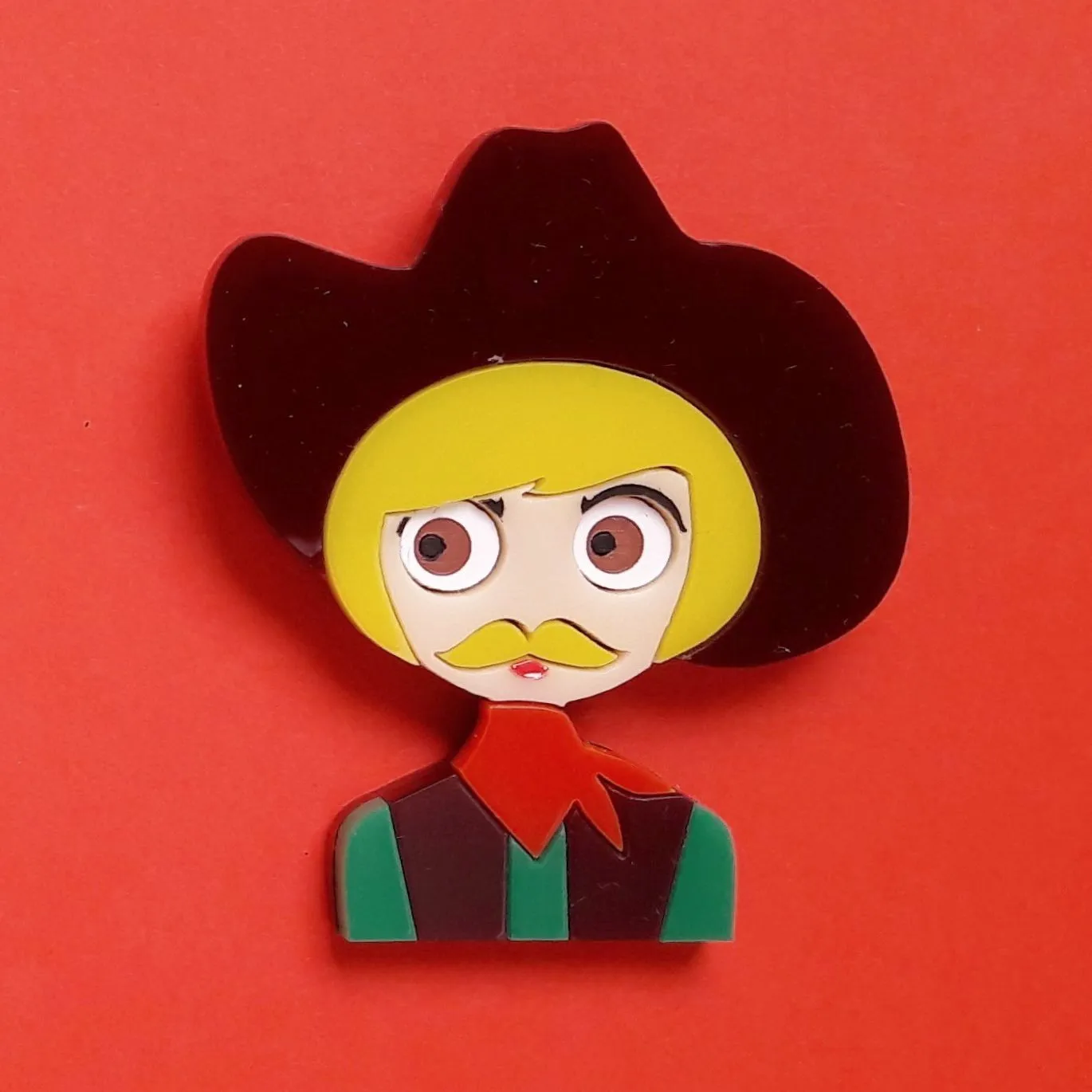 BOB Cowboy Acrylic Brooch, February Limited Numbered Edition