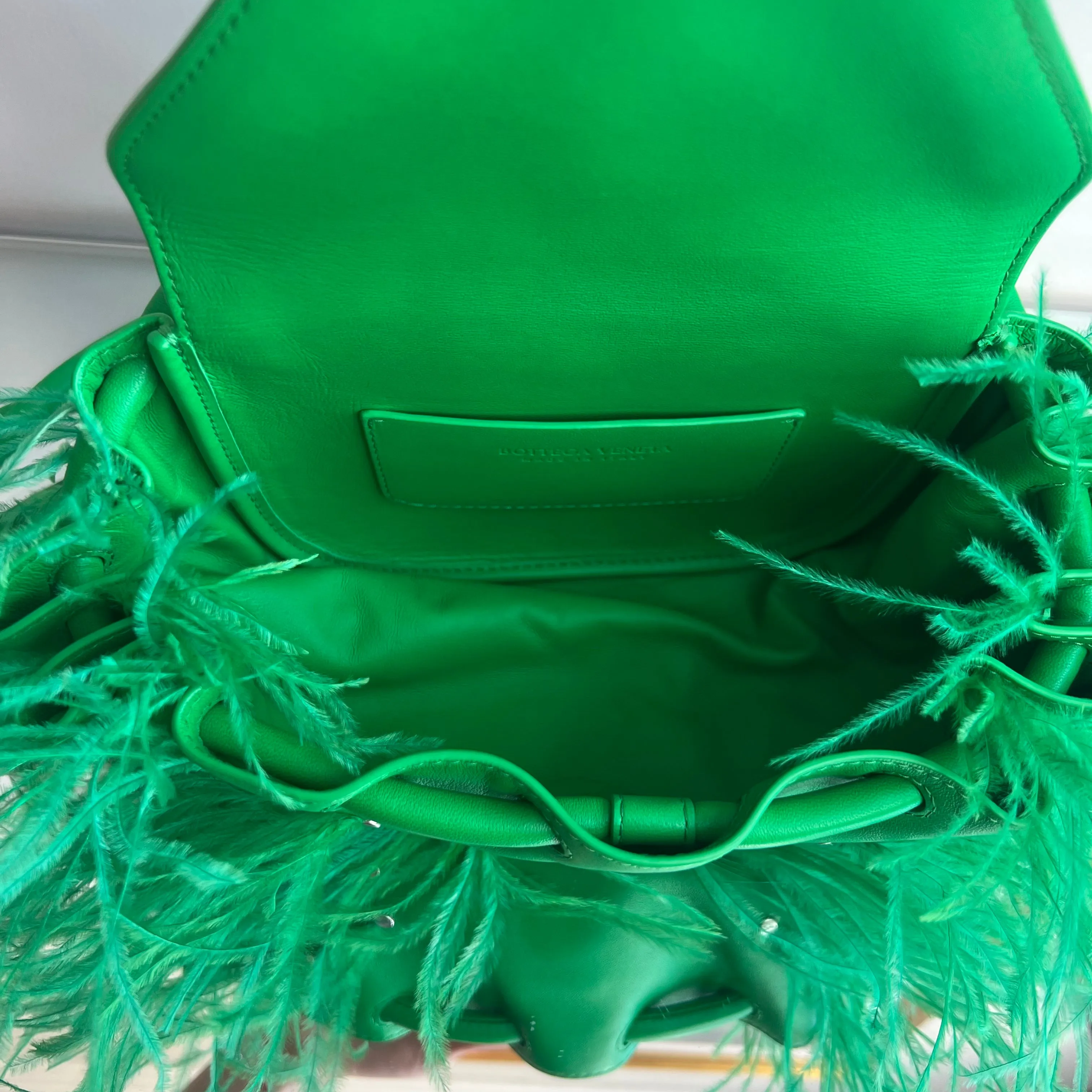 Bolsa Bottega Veneta Com Plumas em Couro Verde