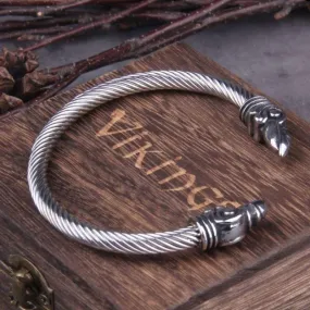 Bracelet de Loyauté Viking - Corbeaux d'Odin Argent lissé