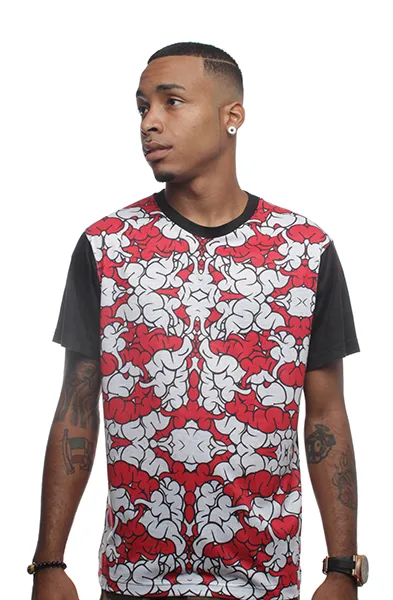 Brain Camo Fire Red Sublimated T Shirt