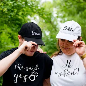 Bride & Groom Baseball Hat Set