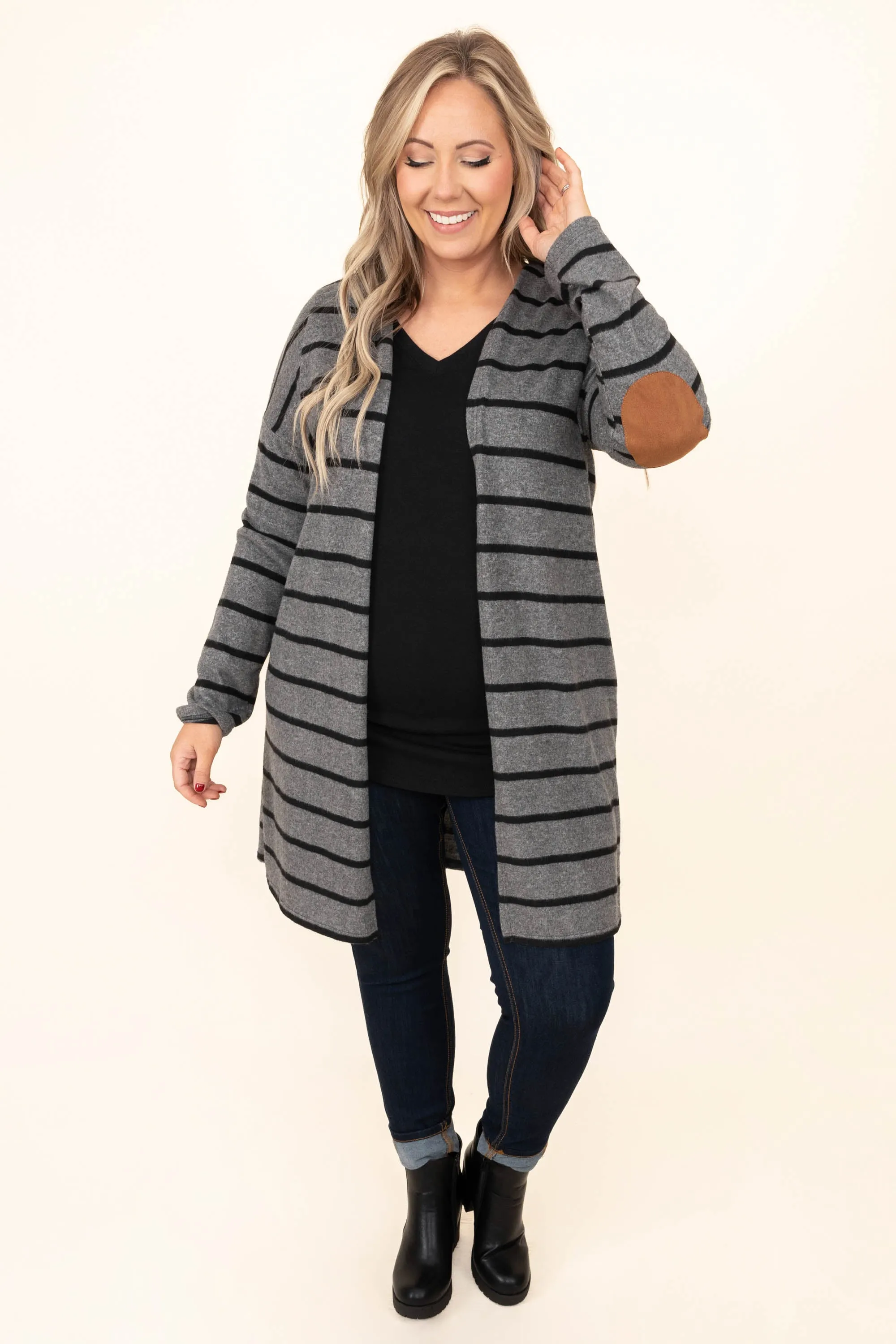 Bringing The Heat Cardigan, Charcoal-Black