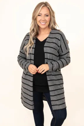 Bringing The Heat Cardigan, Charcoal-Black