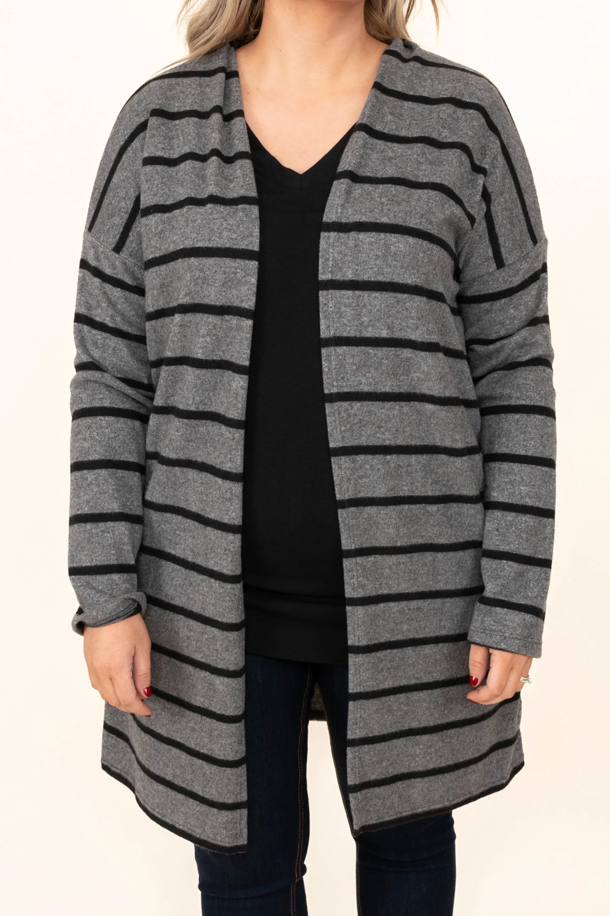 Bringing The Heat Cardigan, Charcoal-Black