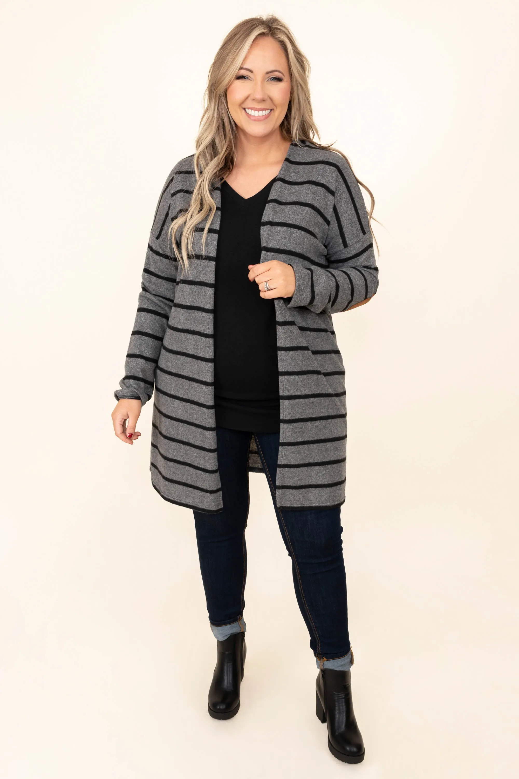 Bringing The Heat Cardigan, Charcoal-Black