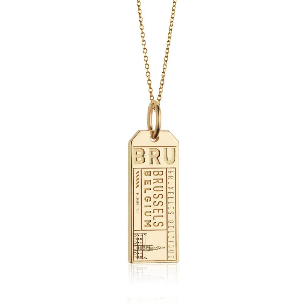 Brussels Belgium BRU Luggage Tag Charm Gold