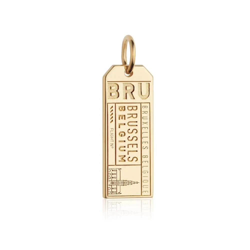 Brussels Belgium BRU Luggage Tag Charm Gold