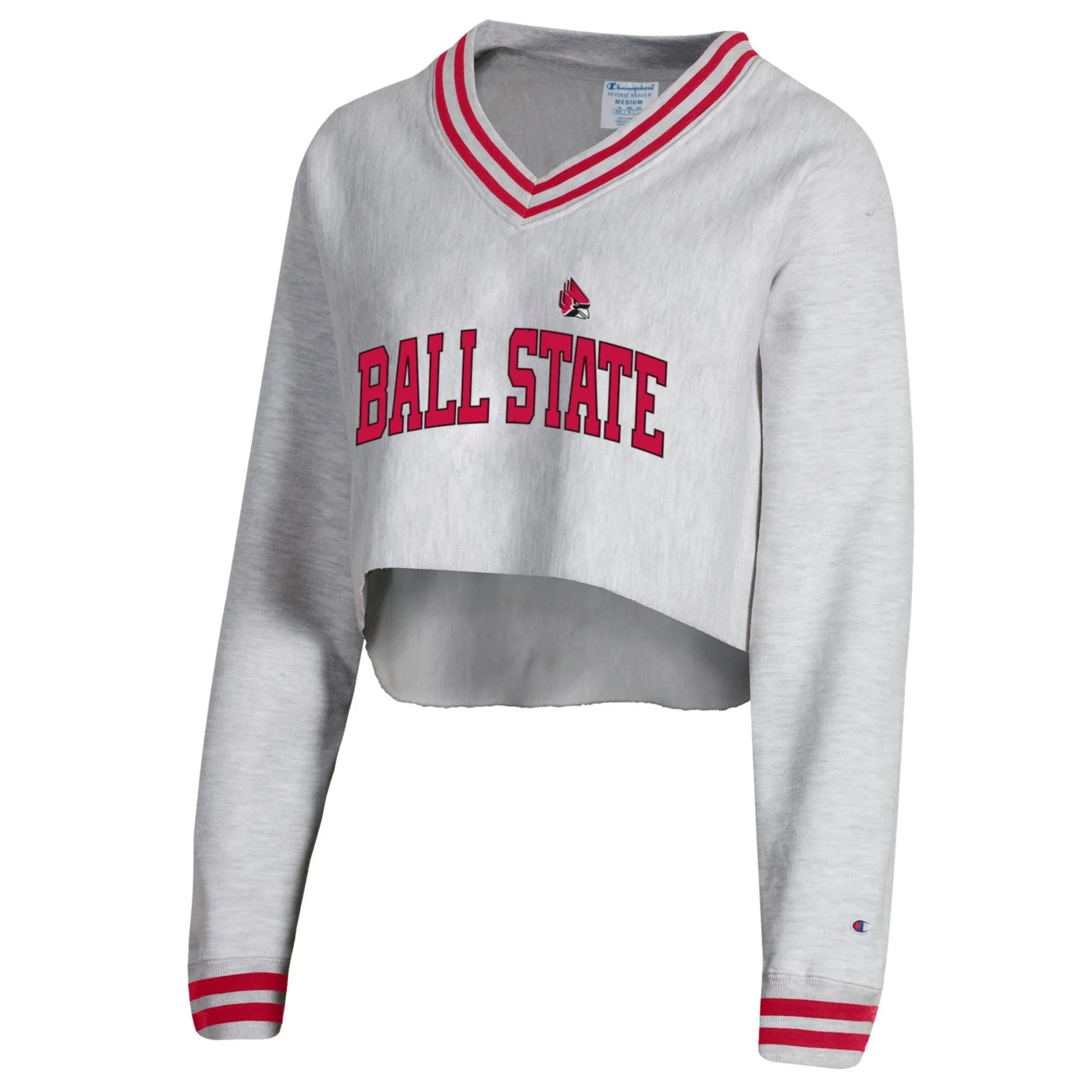 BSU Cardinals Women's Champion Grey Crop V-Neck