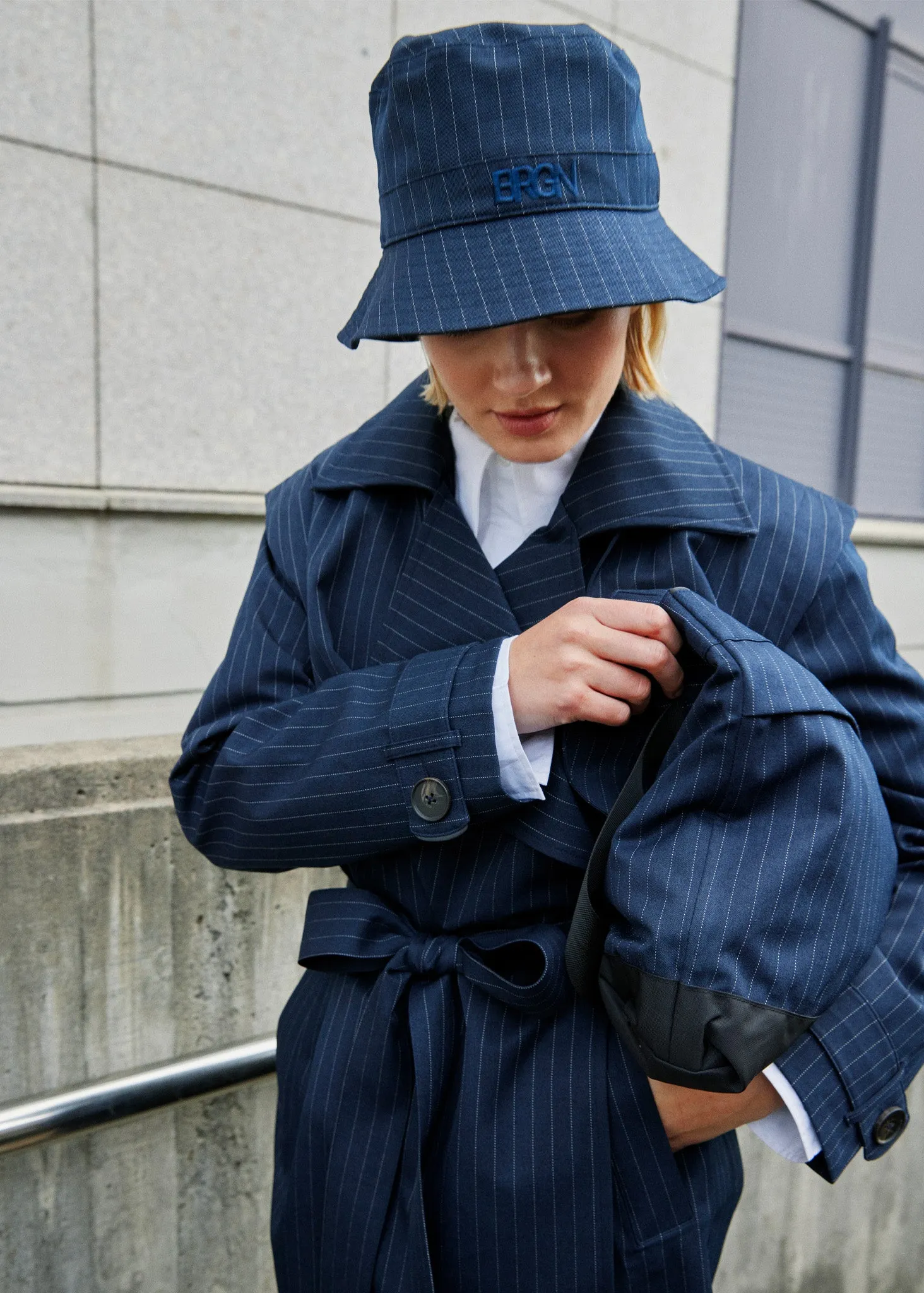 Bucket - Taupe Pinstripe