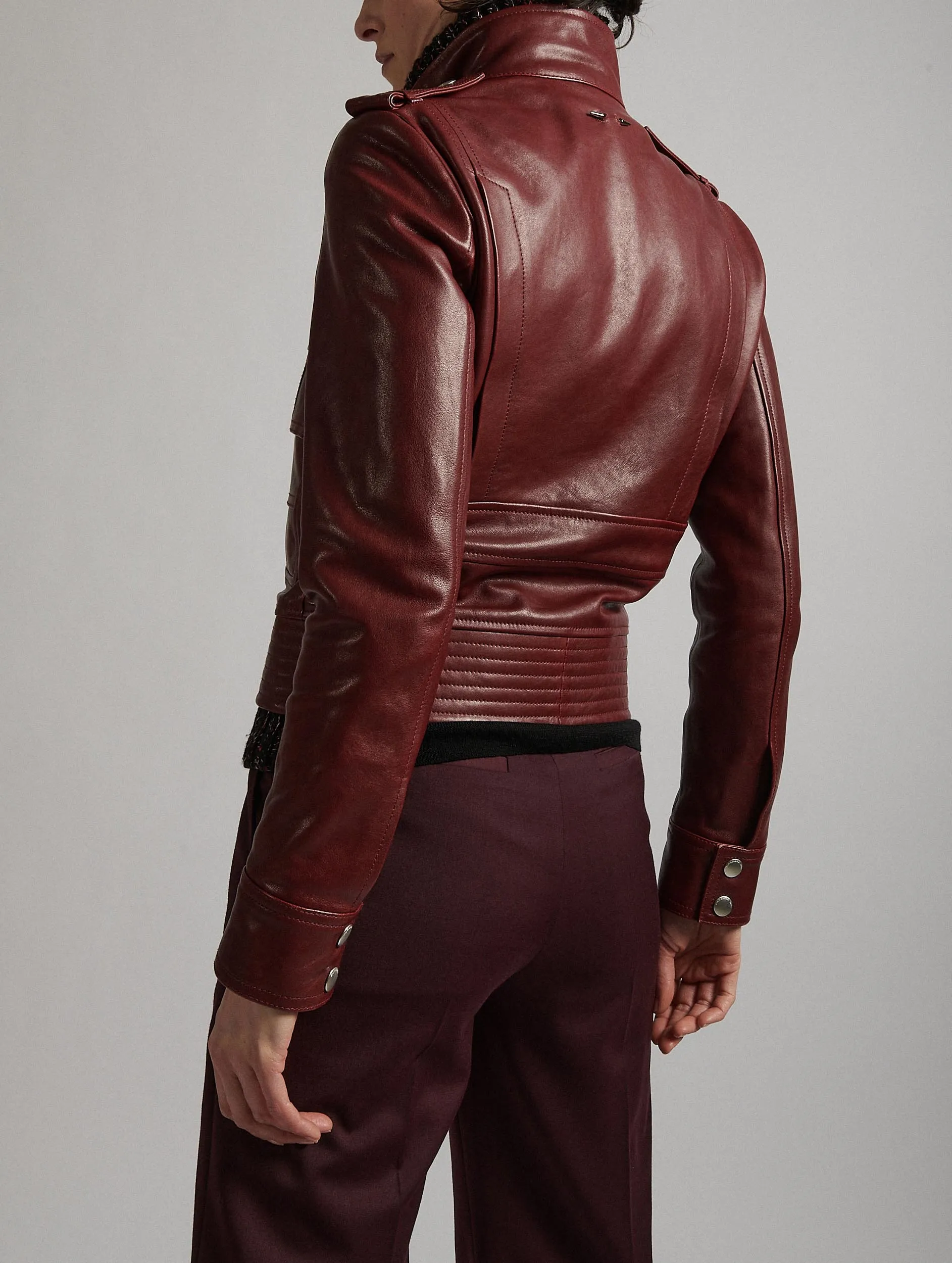 Burgundy leather pilot jacket