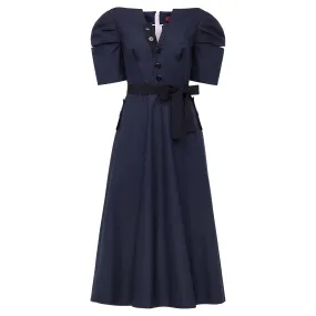 Button Dress - Navy