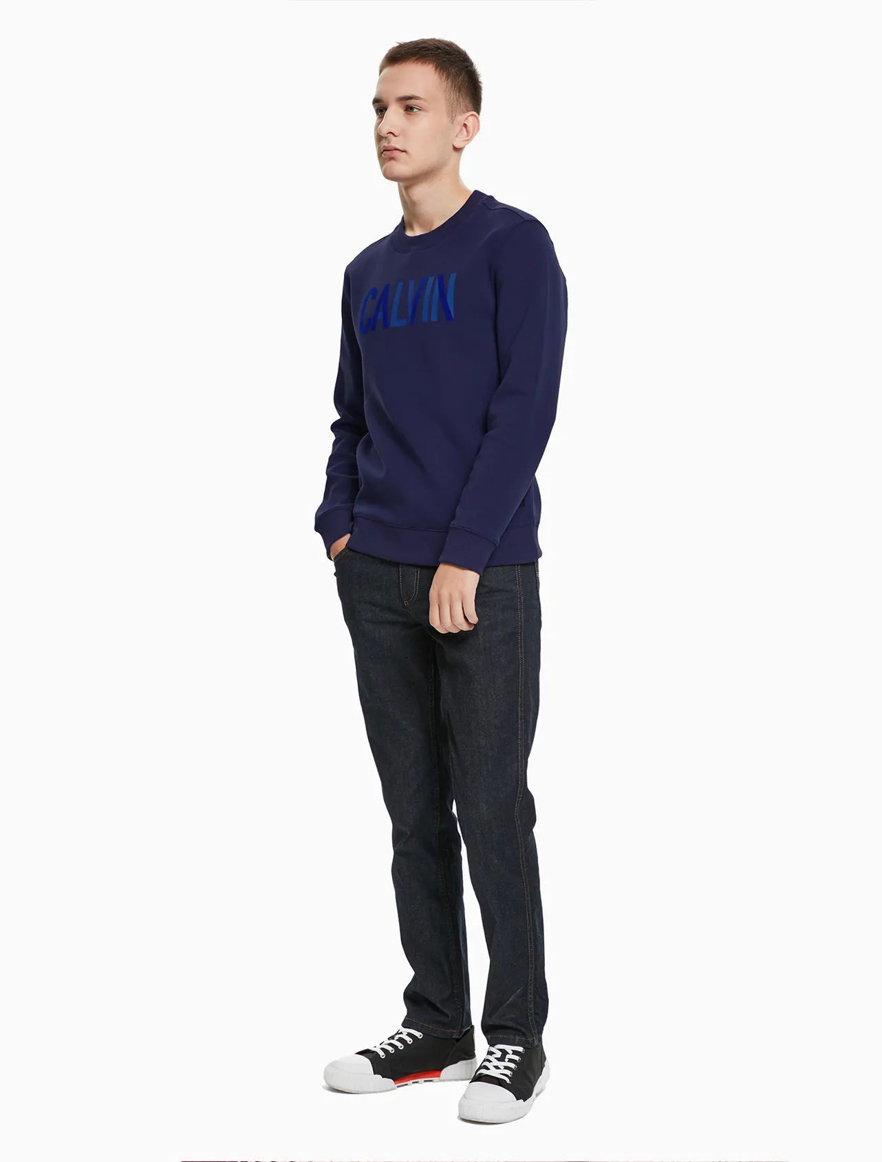 CALVIN LOGO PULLOVER SWEATSHIRT 4AFKS98-496 Dark Blue