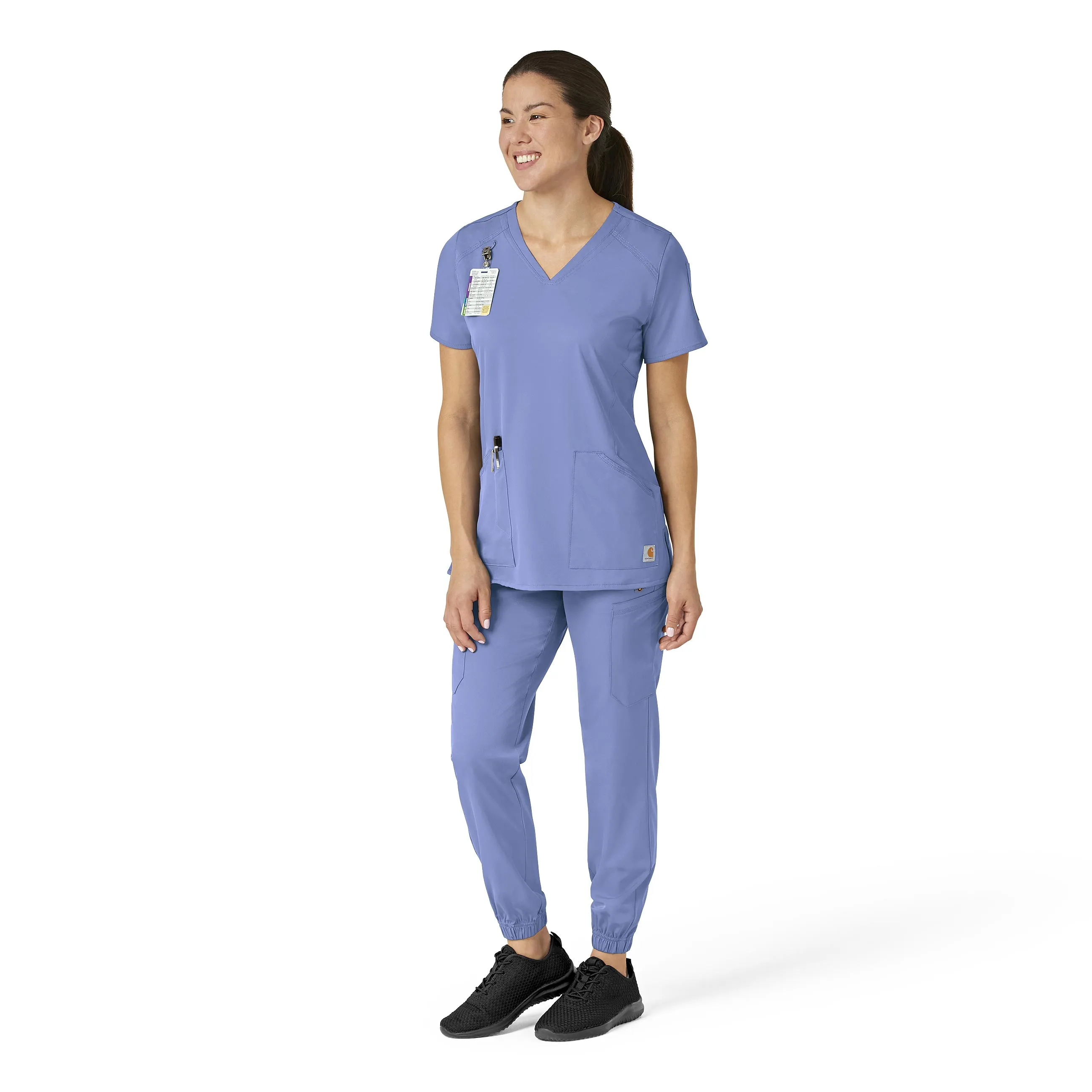 Carhartt Force Liberty Women's Multi-Pocket V-Neck Scrub Top - Ceil Blue