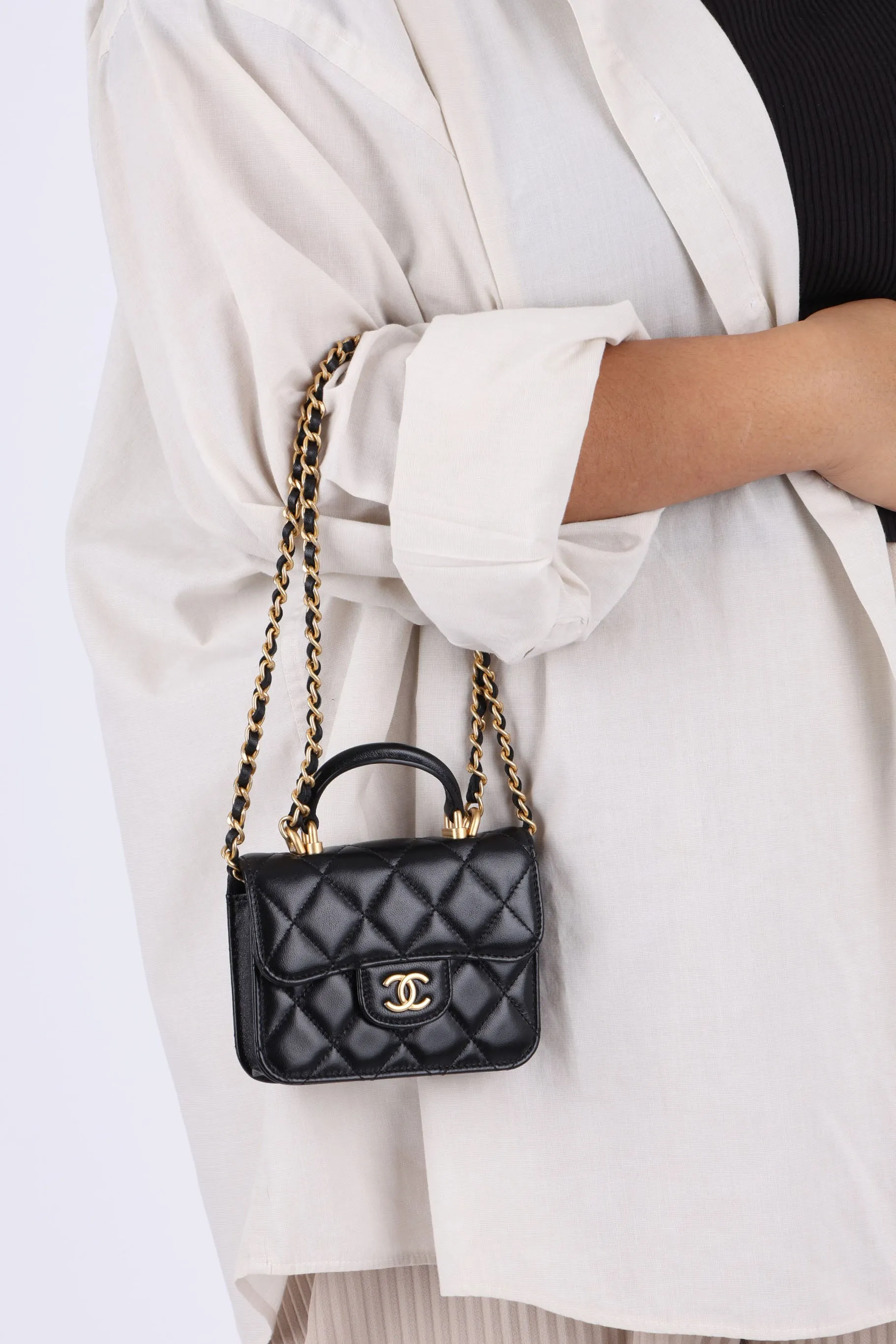 Chanel 2021 Lambskin Mini Top Handle