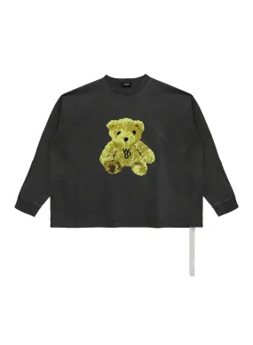 Charcoal Embroidered Teddy Long Sleeve T-shirt