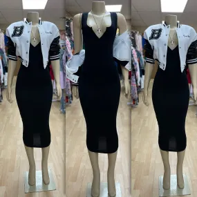 Chill and Cute “v” Dress ( Black)