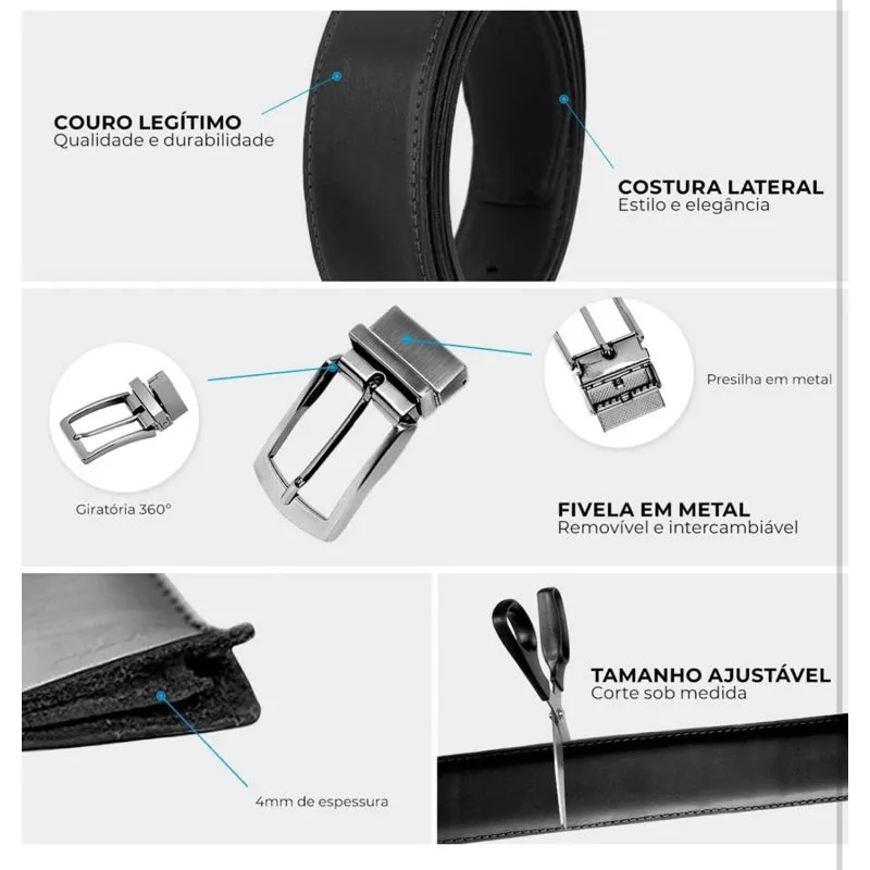 Cinto Preto Social Masculino Premium - Basic One