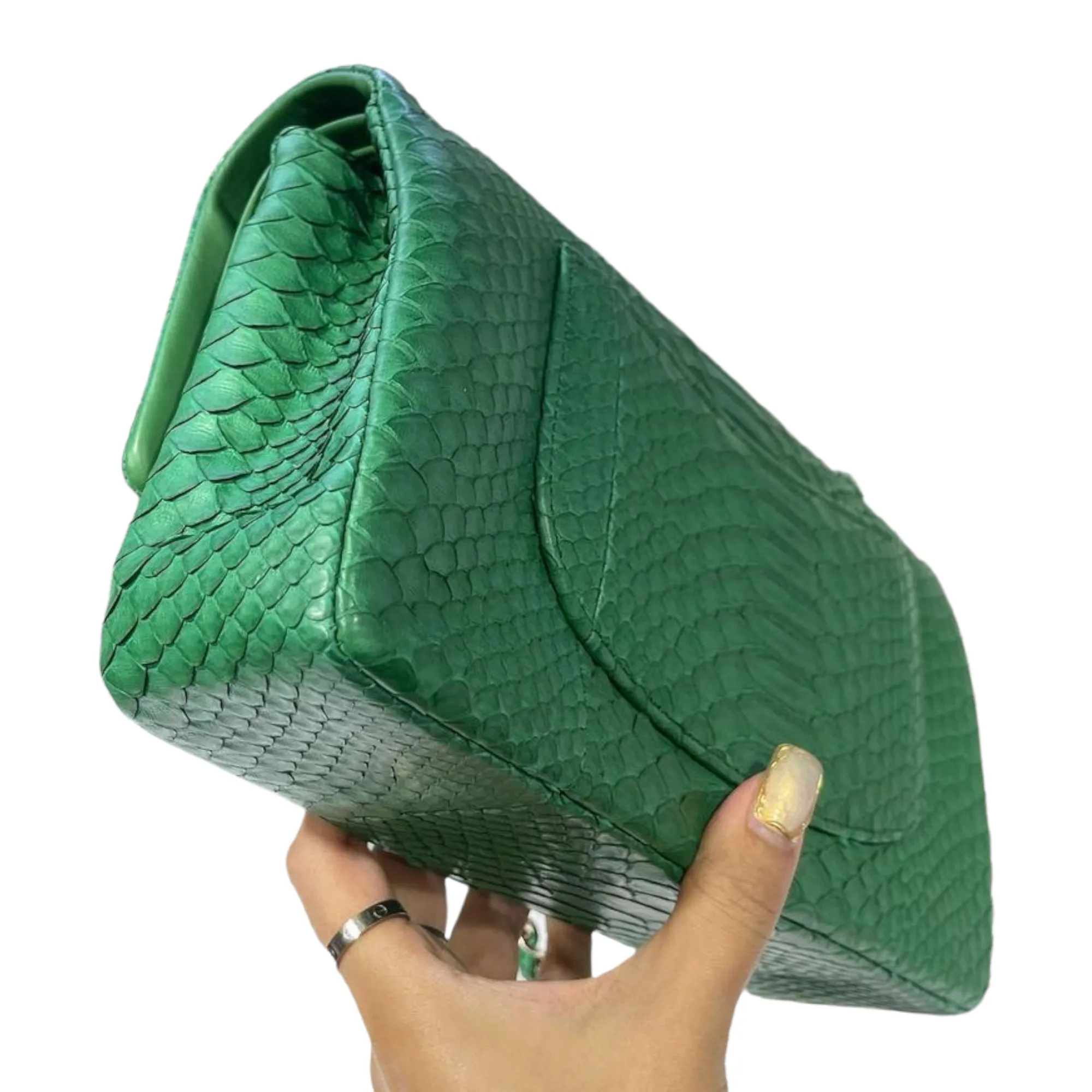 Classic Flap Medium Python Green LGHW