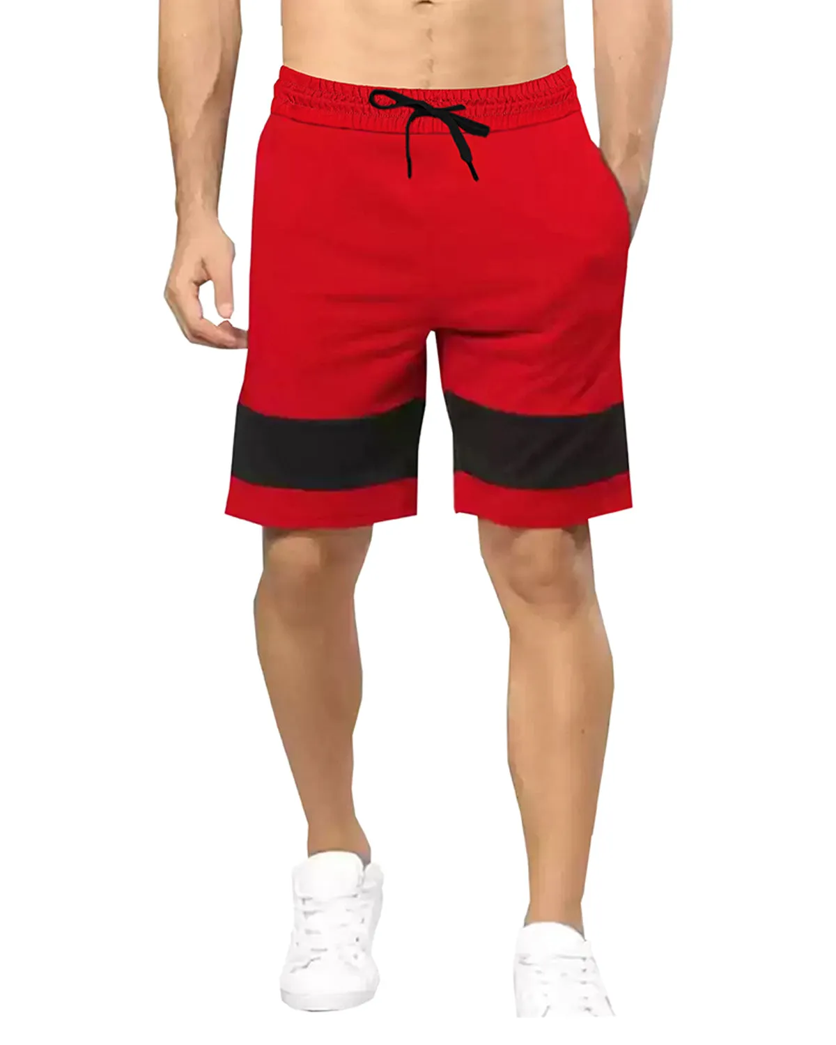 Color Block Men Red, Black Regular Shorts