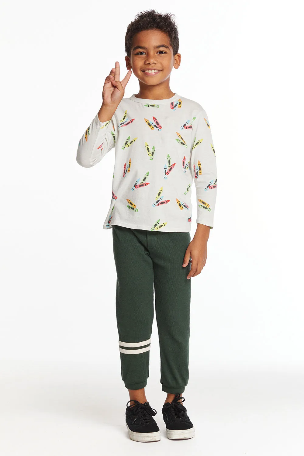 Coloring Time Boys Long Sleeve Crew Neck Tee