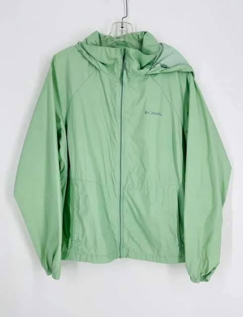 Columbia Size XL Mint Green Solid Nylon Jackets Raincoat