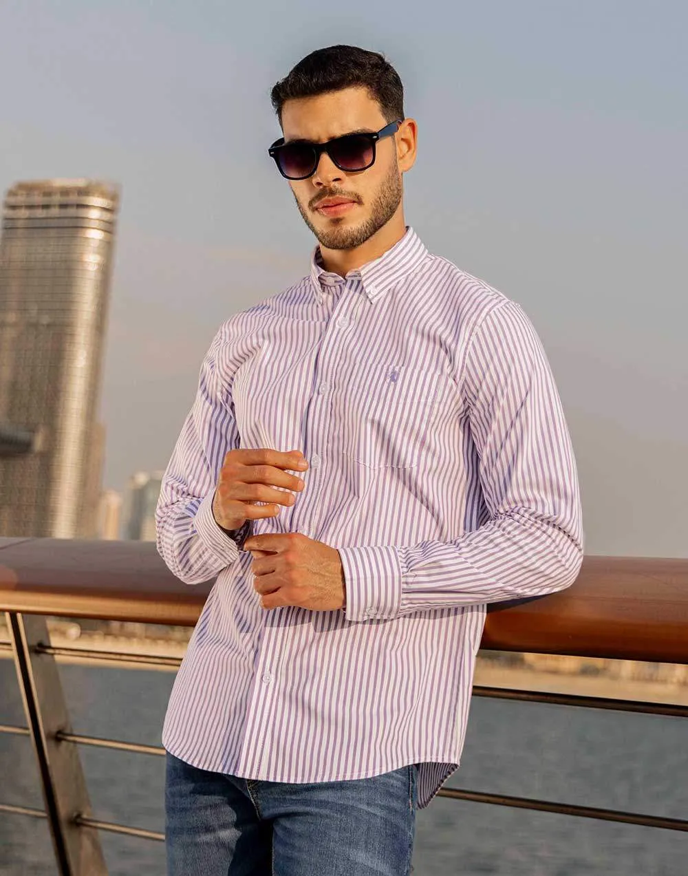 Conqueror's Long Sleeve Shirt - Purple Stripe