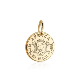 Cote d'Ivoire Passport Stamp Charm Solid Gold