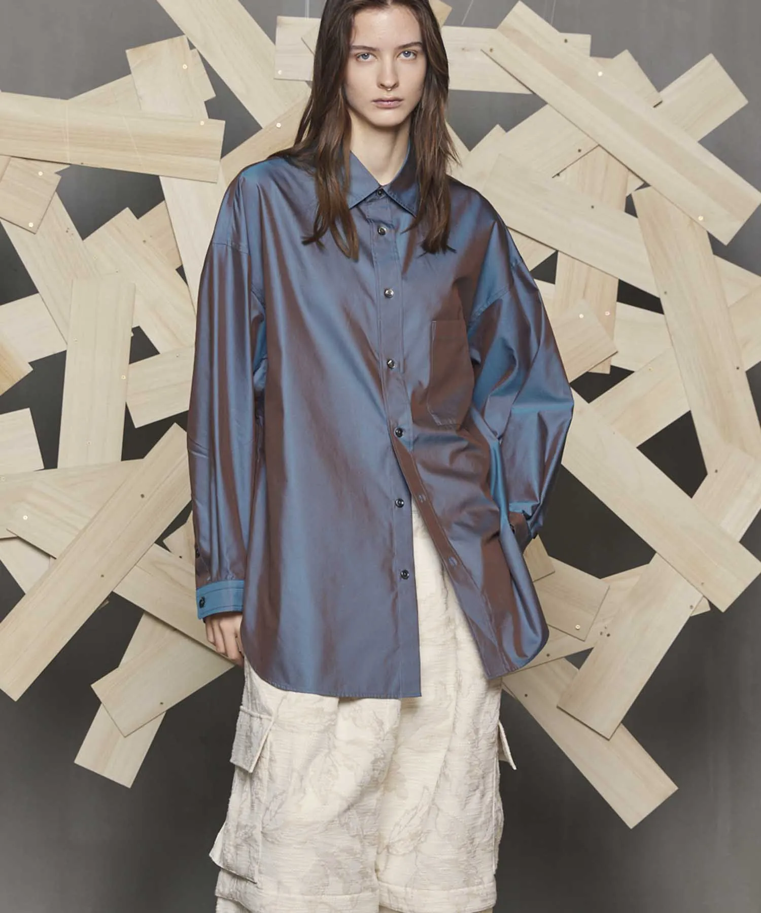 Cotton Silk Prime-Over Shirt Coat