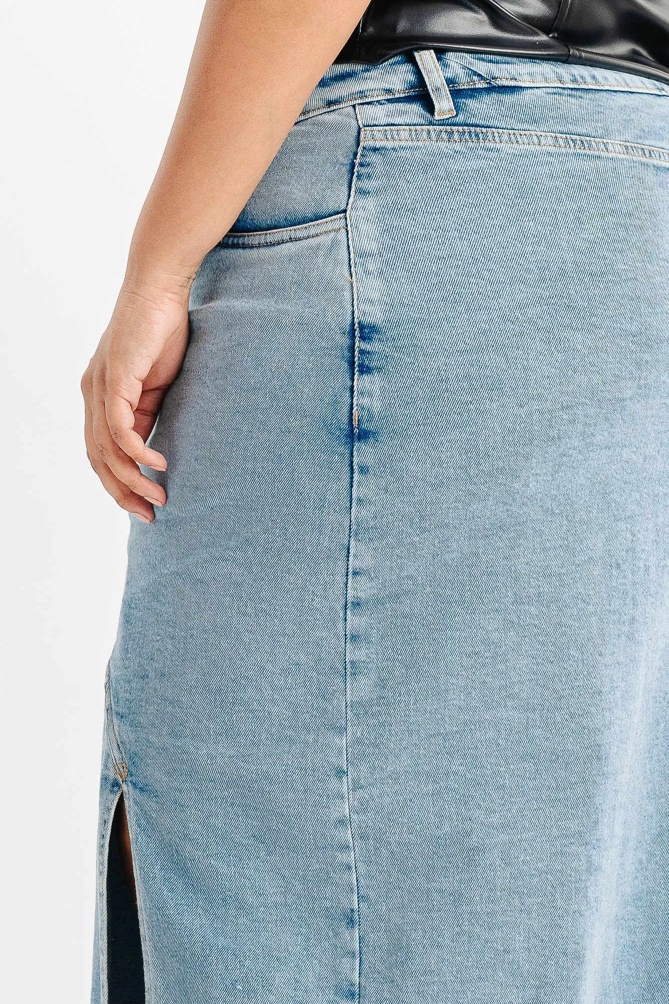 Cross Over Stretch Denim Skirt