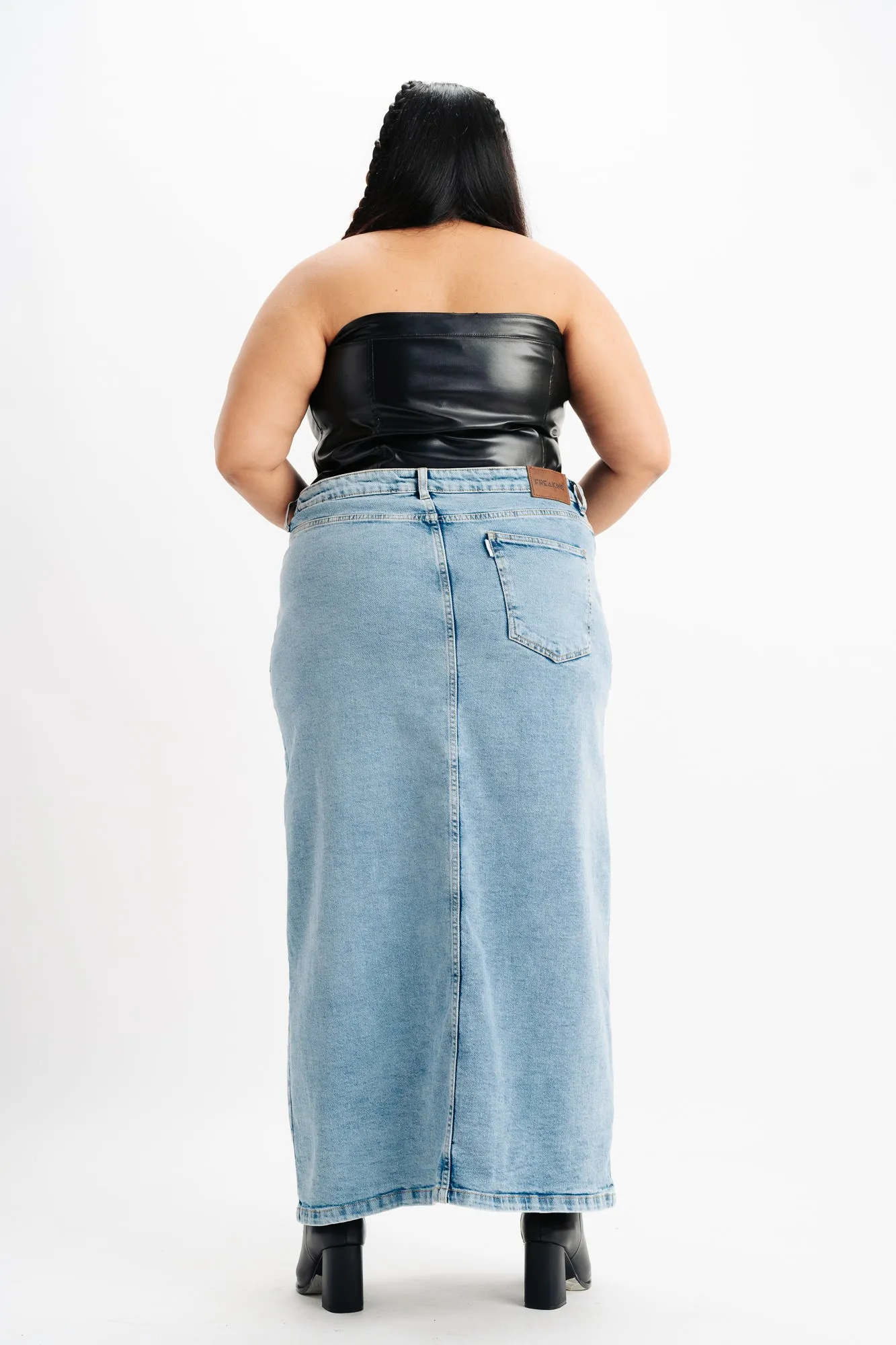 Cross Over Stretch Denim Skirt