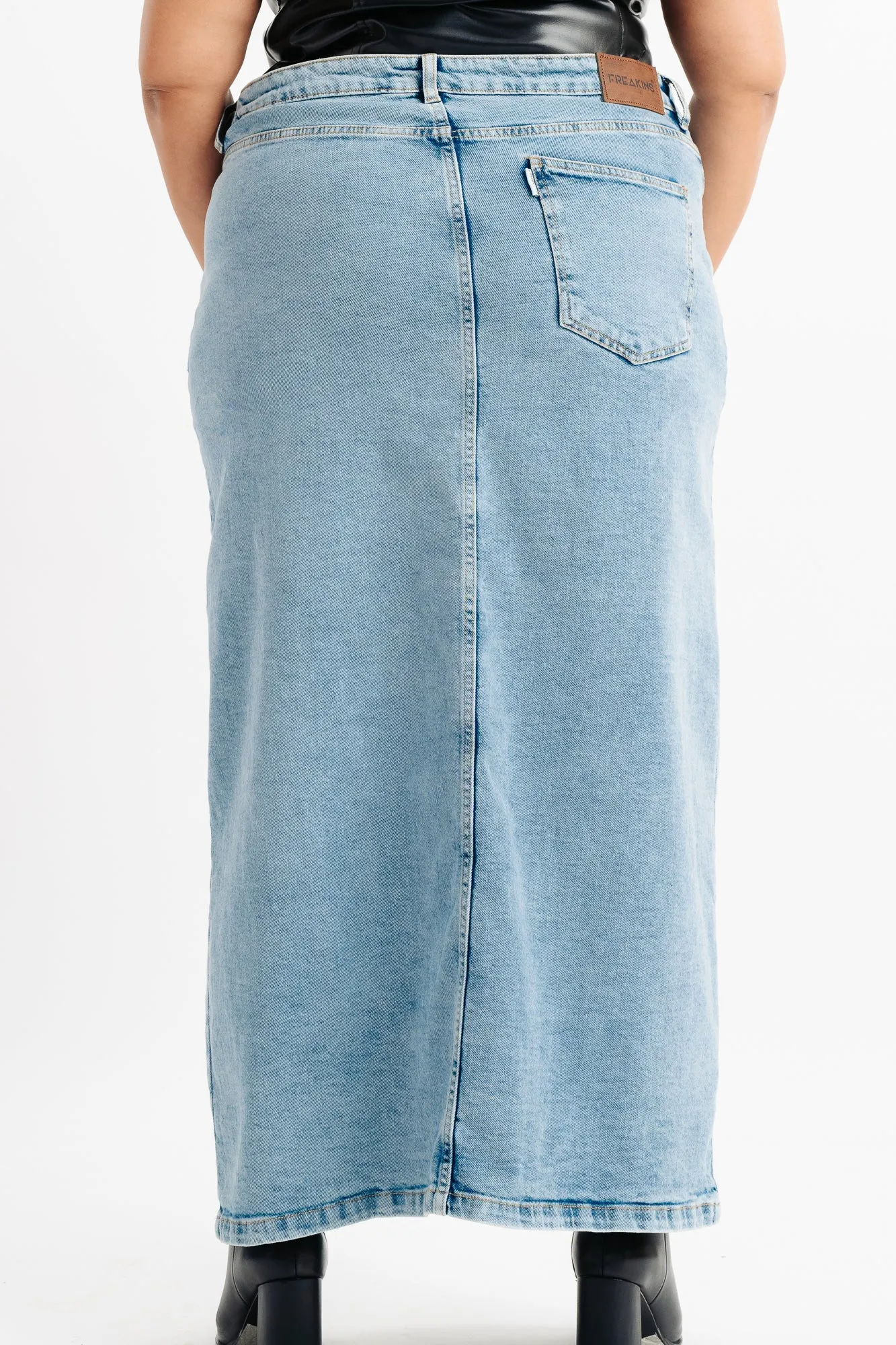 Cross Over Stretch Denim Skirt