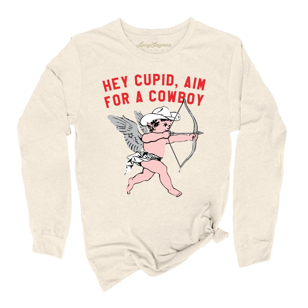 Cupid Aim For A Cowboy Long Sleeve Tee