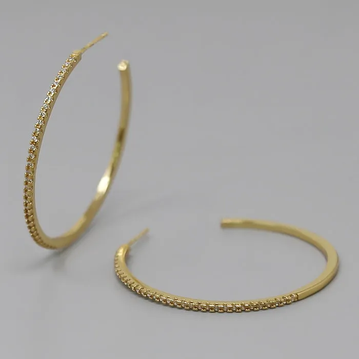 CZ Pave Gold Dipped Hoop Earrings