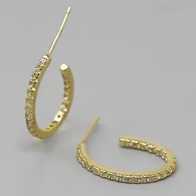 CZ Pave Gold Dipped Oval Mini Hoop Earrings