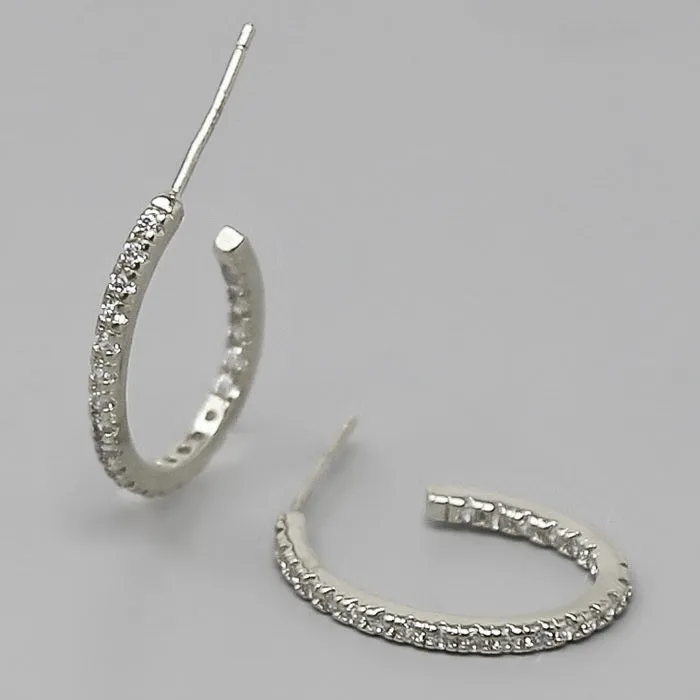 CZ Pave Gold Dipped Oval Mini Hoop Earrings