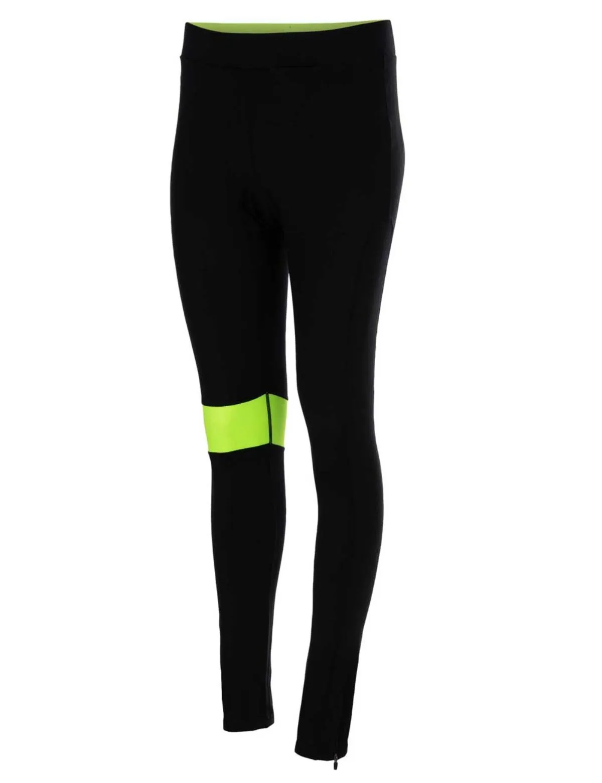 Damen Thermo Fahrradhose Lang Schwarz-Neon