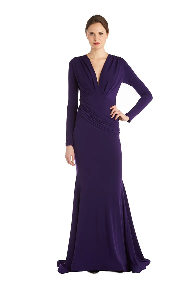 Deep V Long Sleeve Gown