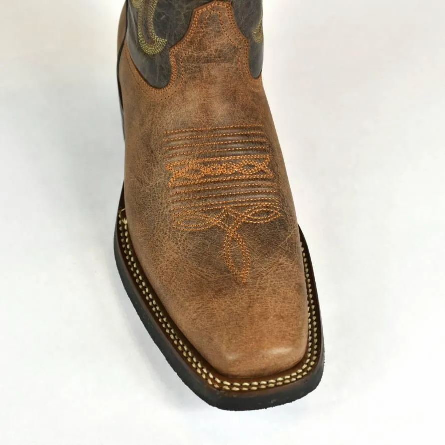 Denver Mountain Men’s  Square Toe  Cognac Leather Rodeo Boot Montana