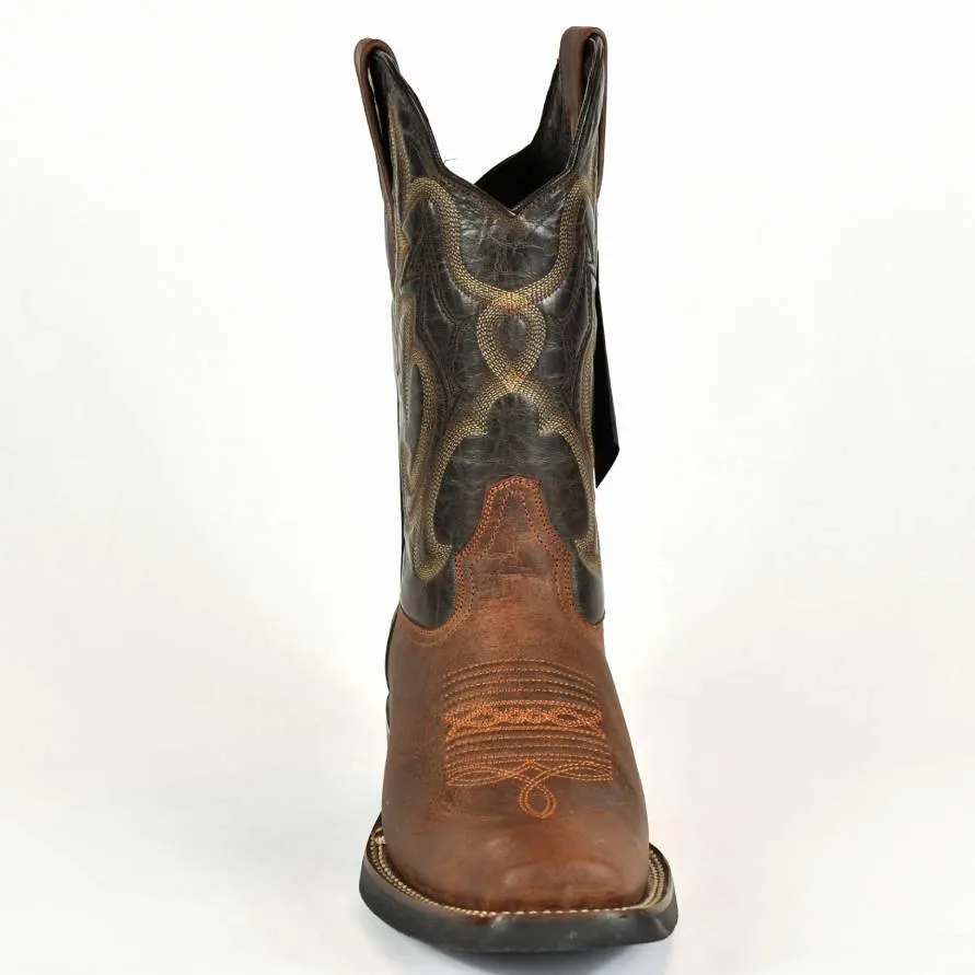 Denver Mountain Men’s  Square Toe  Cognac Leather Rodeo Boot Montana